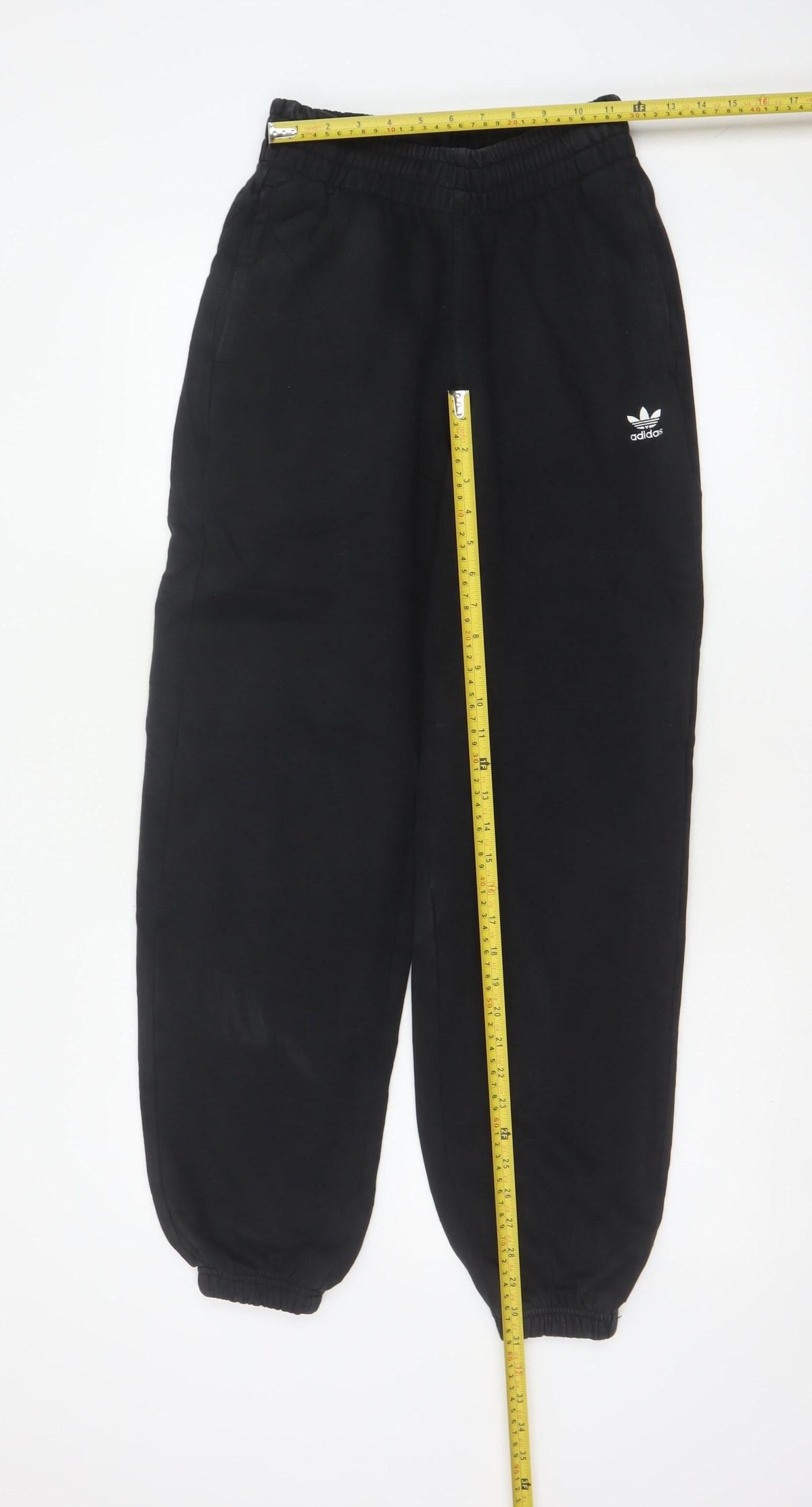 Back view of adidas Women’s Black XS Logo Fleece Cuffed Jogger Trousers