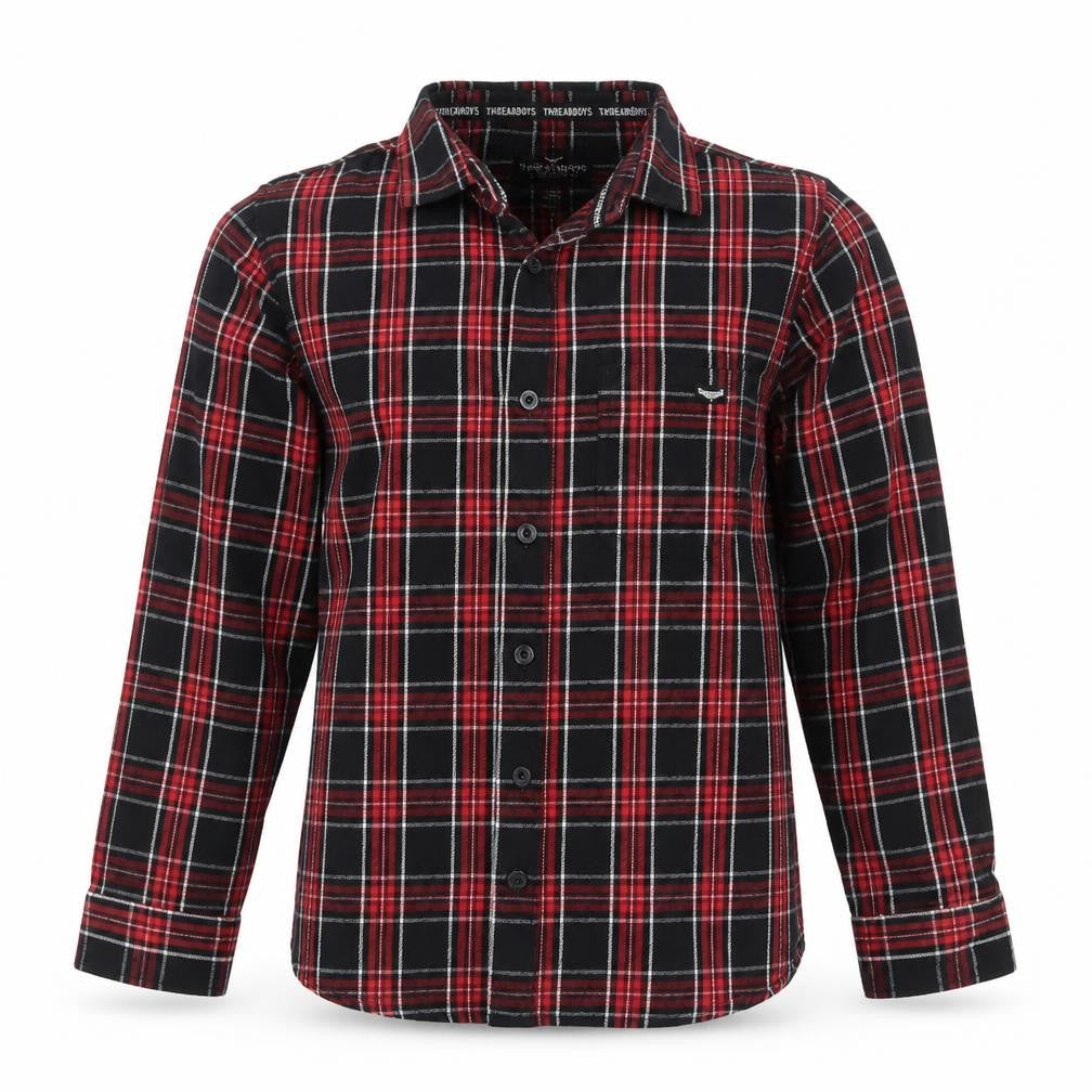 Threadboys Boys Multicoloured 9-10 Years Plaid Cotton Button-Up Shirt