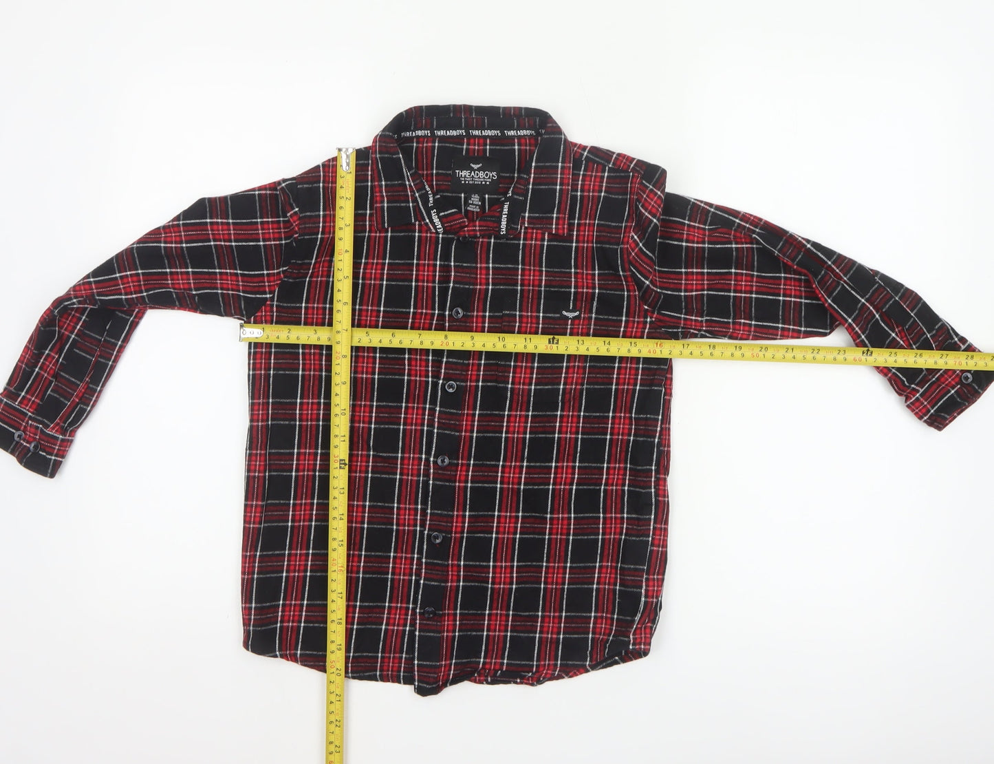 Threadboys Boys Multicoloured 9-10 Years Plaid Cotton Button-Up Shirt
