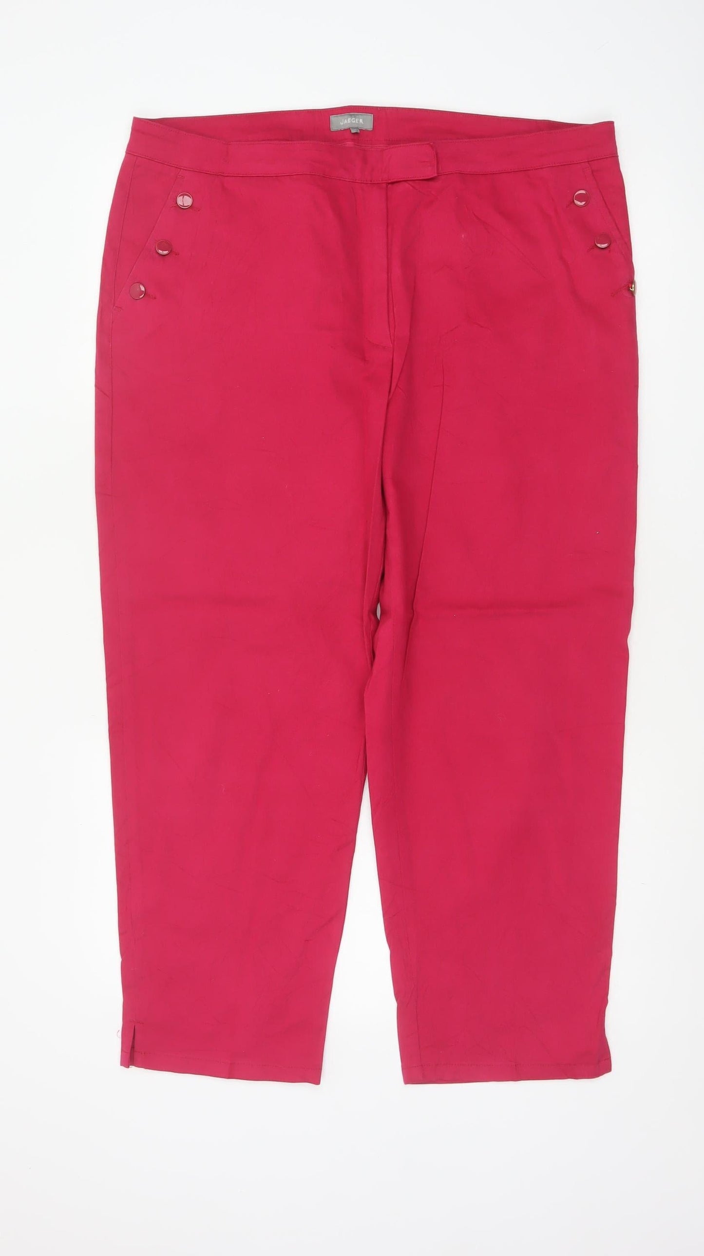 Jaeger Women’s Red Cotton Stretch Tapered Trousers UK 16