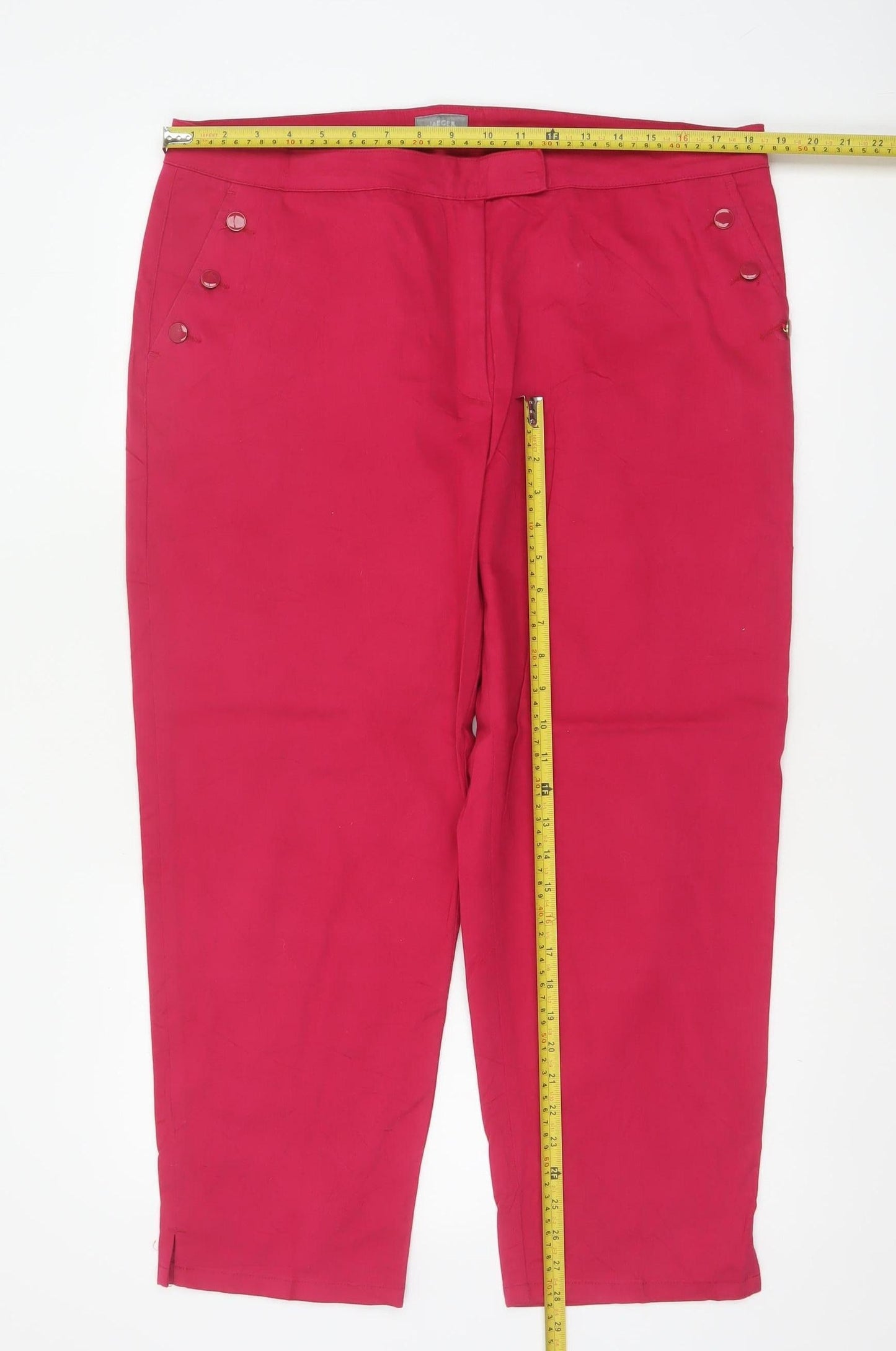 Jaeger Women’s Red Cotton Stretch Tapered Trousers UK 16