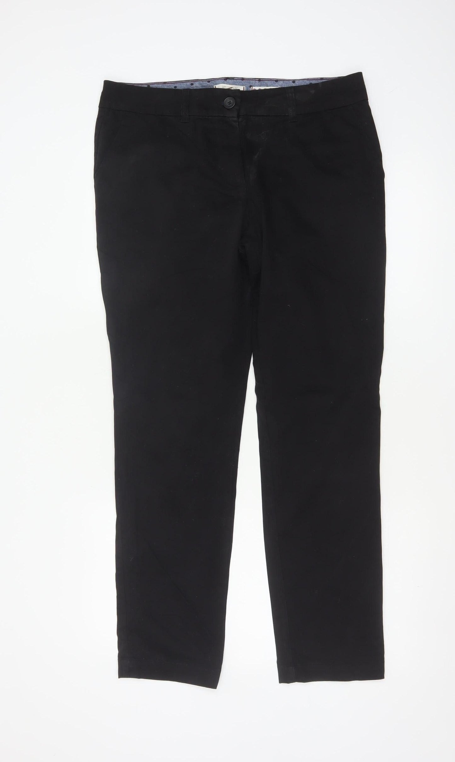 White Stuff Women’s Black UK 12 Straight Leg Cotton Work Trousers