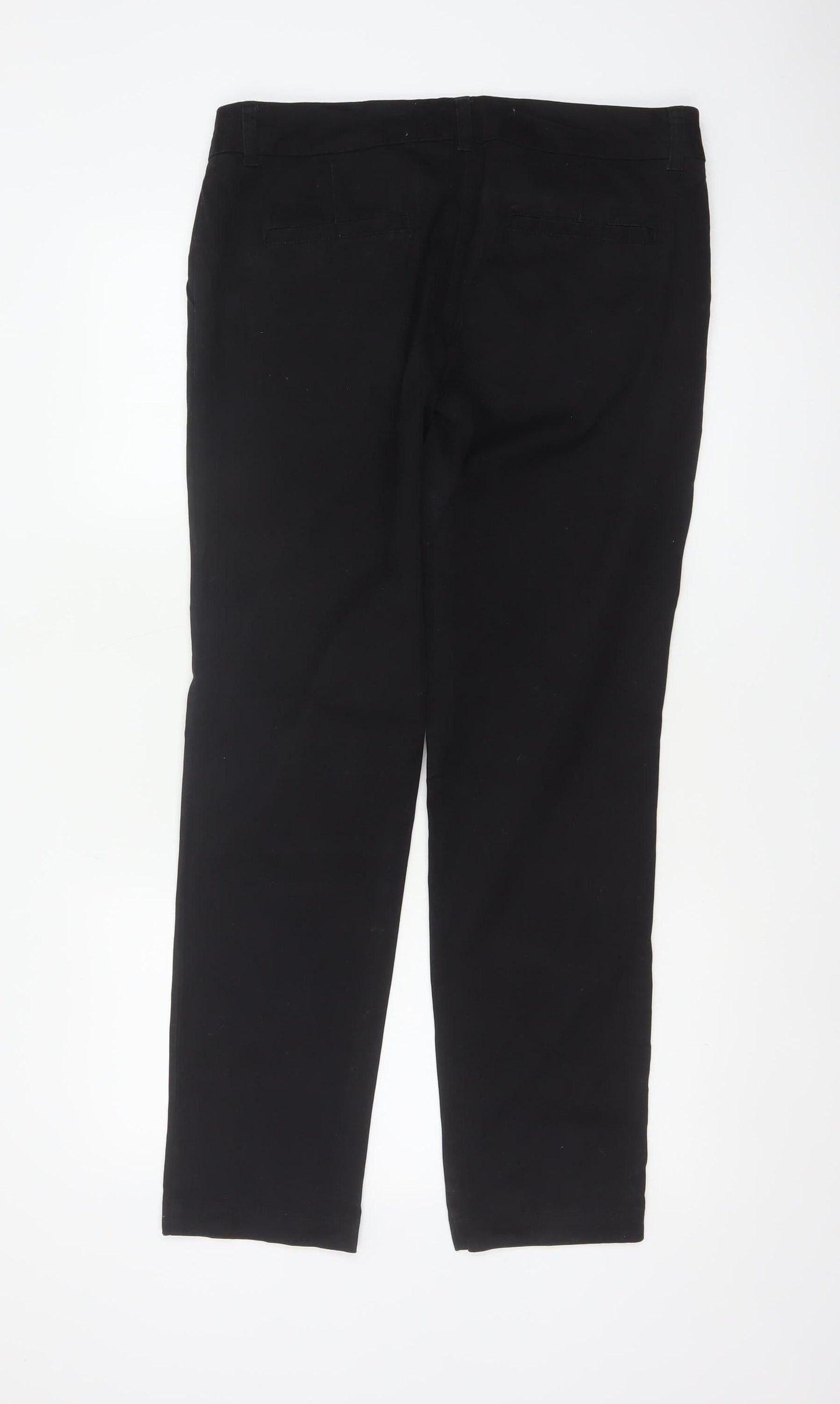 White Stuff Women’s Black UK 12 Straight Leg Cotton Work Trousers