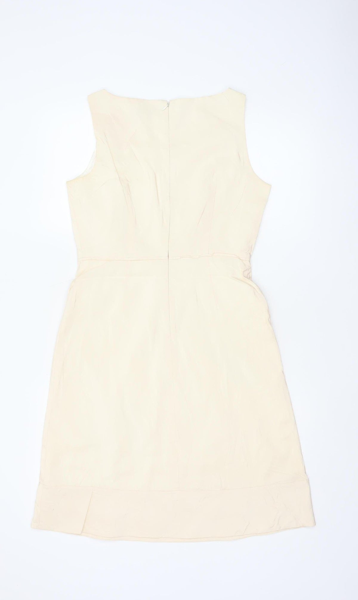 Close-up detail of J.Crew Women Ivory Silk Petite UK 10 A-Line Knee Length Dress