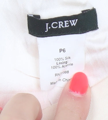 Brand and care label for J.Crew Women Ivory Silk Petite UK 10 A-Line Knee Length Dress