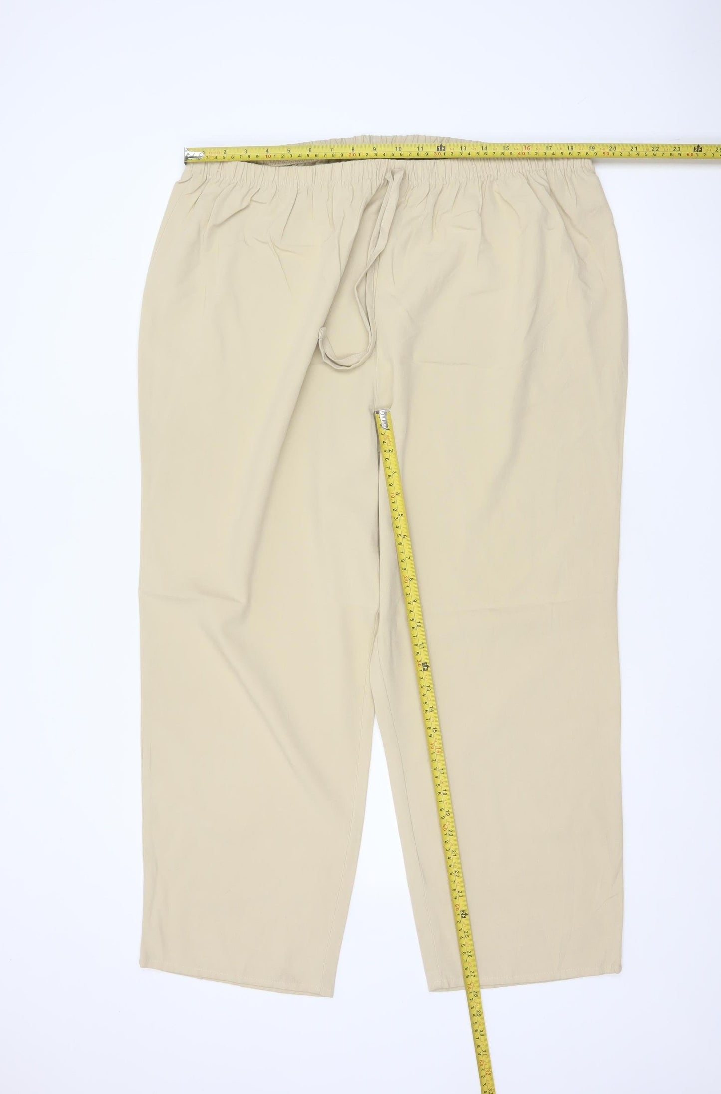 Essence Women’s Beige Size 24 Tapered Drawstring Trousers