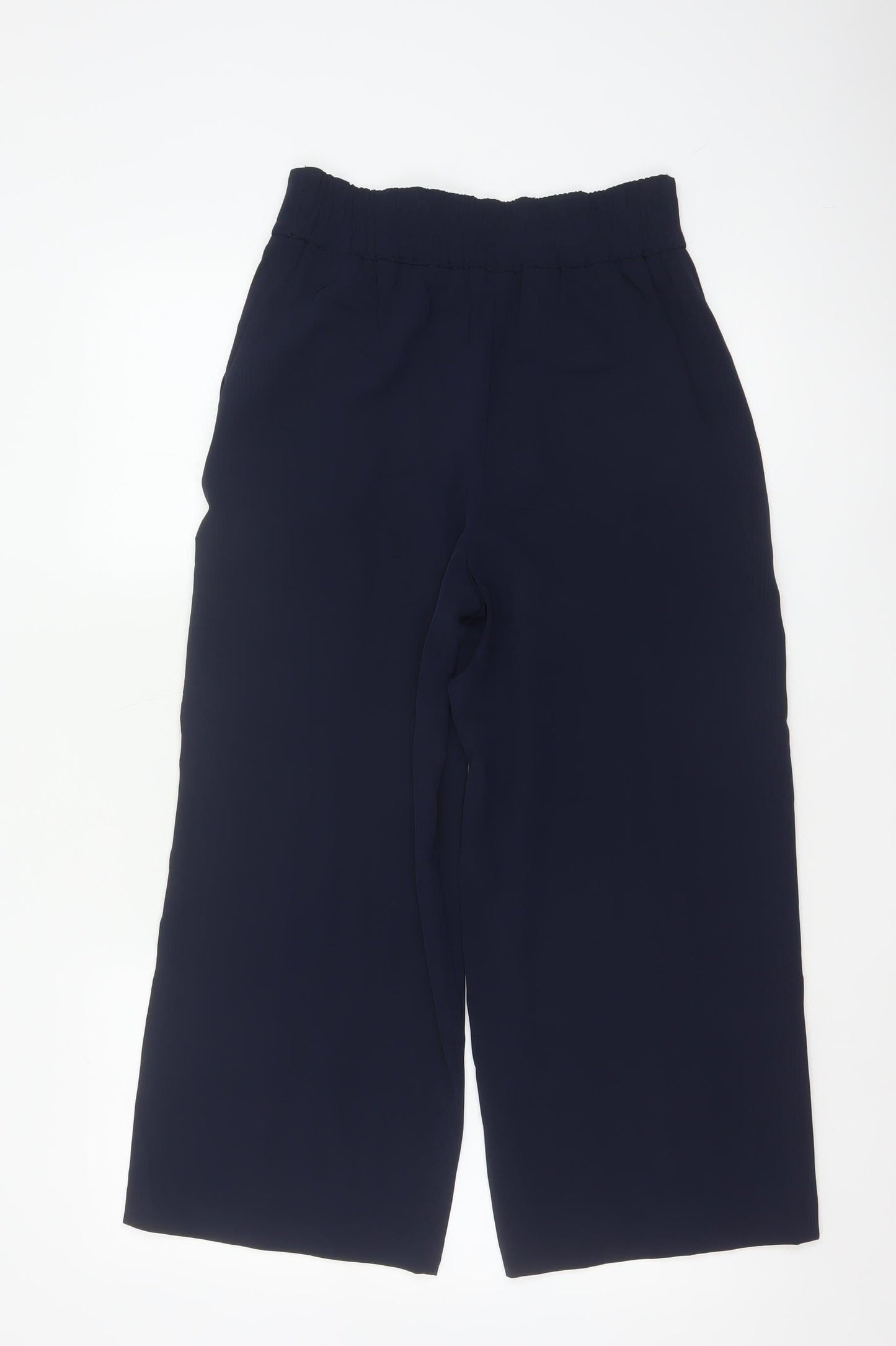 Zara Basic Women Blue XS High Rise Wide Leg Elastic Waist Trousers