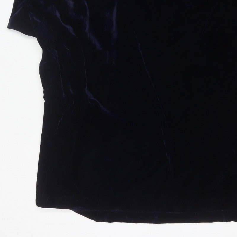 Hope Women Blue 12-14 Velvet Short Sleeve Shift Dress