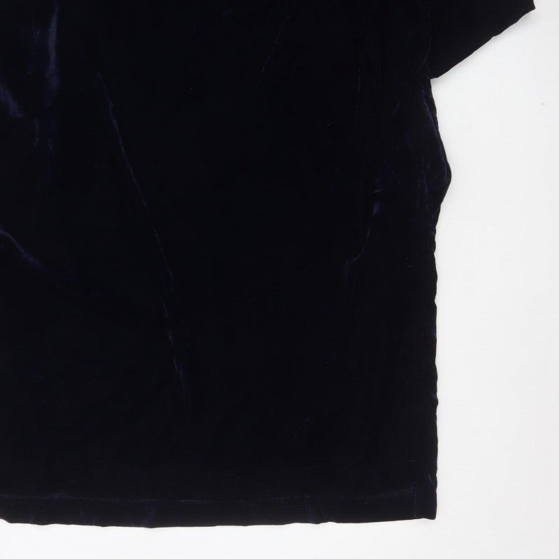 Hope Women Blue 12-14 Velvet Short Sleeve Shift Dress