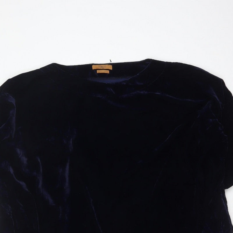 Hope Women Blue 12-14 Velvet Short Sleeve Shift Dress