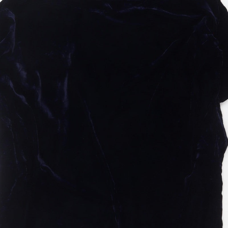 Hope Women Blue 12-14 Velvet Short Sleeve Shift Dress