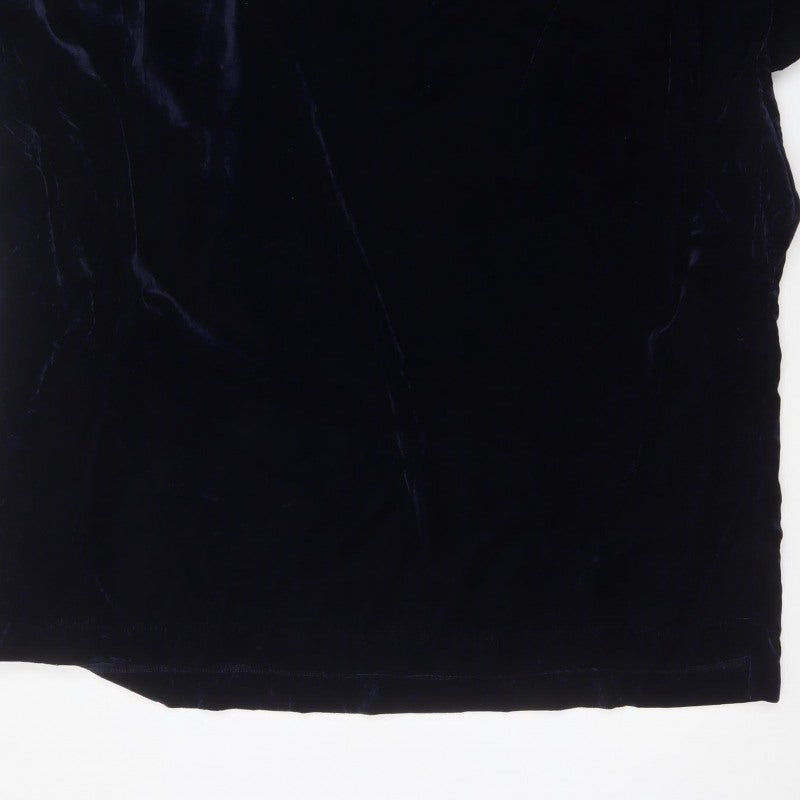 Hope Women Blue 12-14 Velvet Short Sleeve Shift Dress