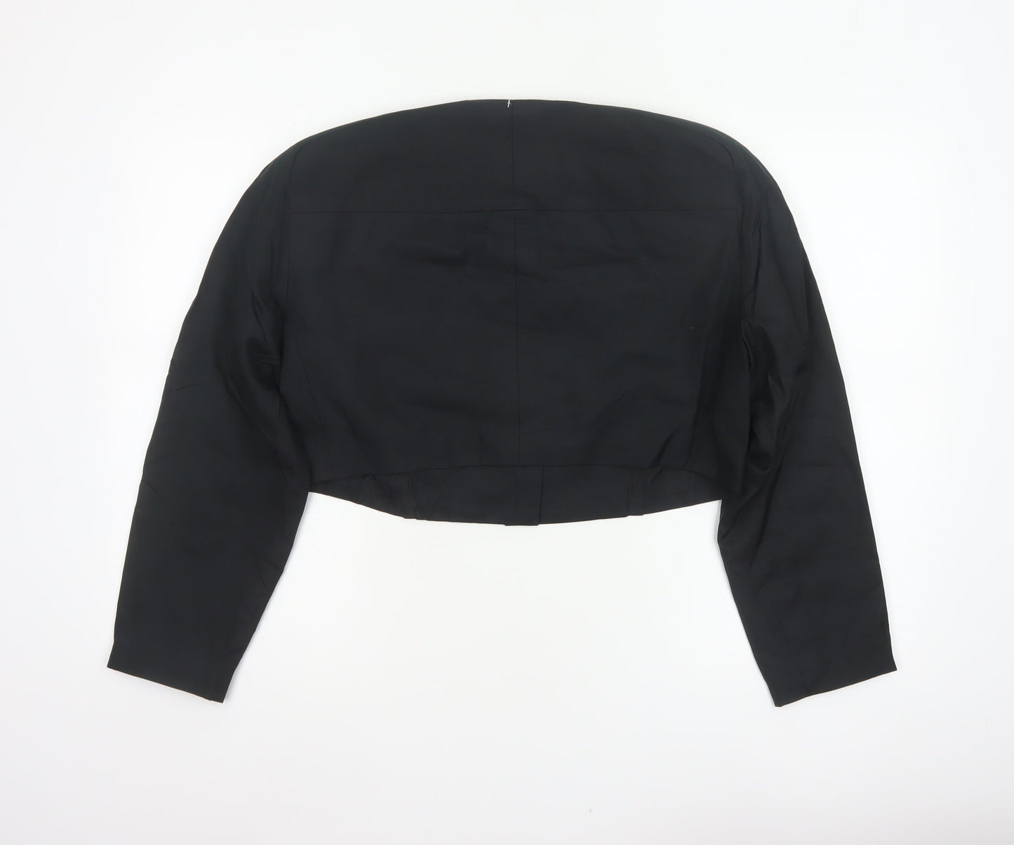 Paola Luccini Women Black Silk Floral Embellished Cropped Jacket Size 12