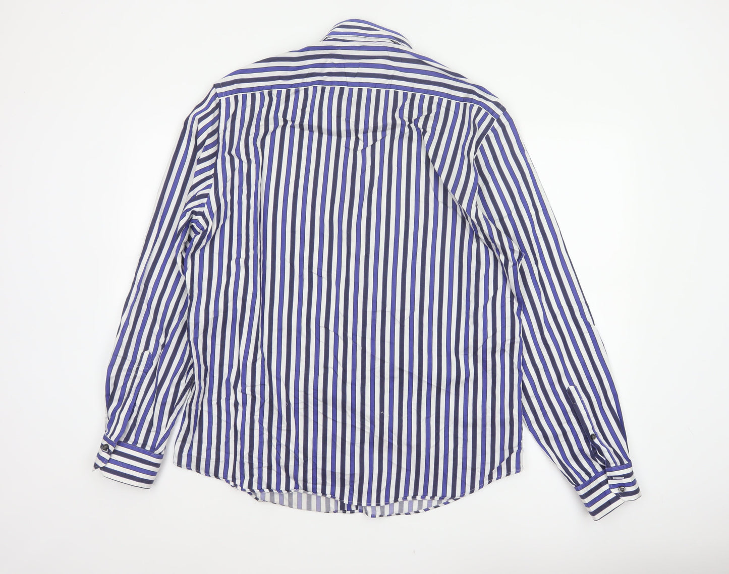Marks & Spencer Men's Blue White Stripe XL Tailored Fit Cotton Shirt