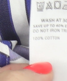 Marks & Spencer Men's Blue White Stripe XL Tailored Fit Cotton Shirt