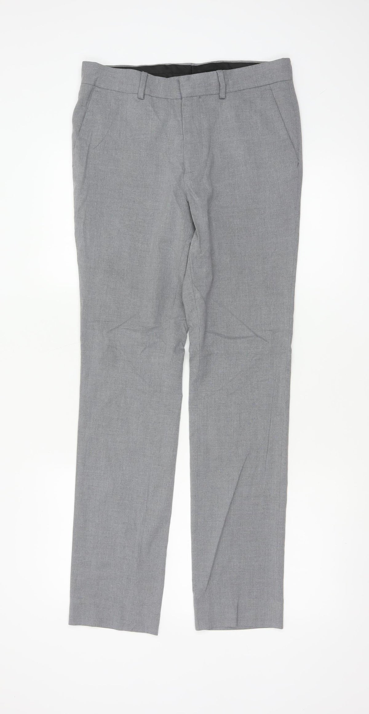 New Look Men’s Grey 30R Skinny Fit Dress Trousers Smart Formal