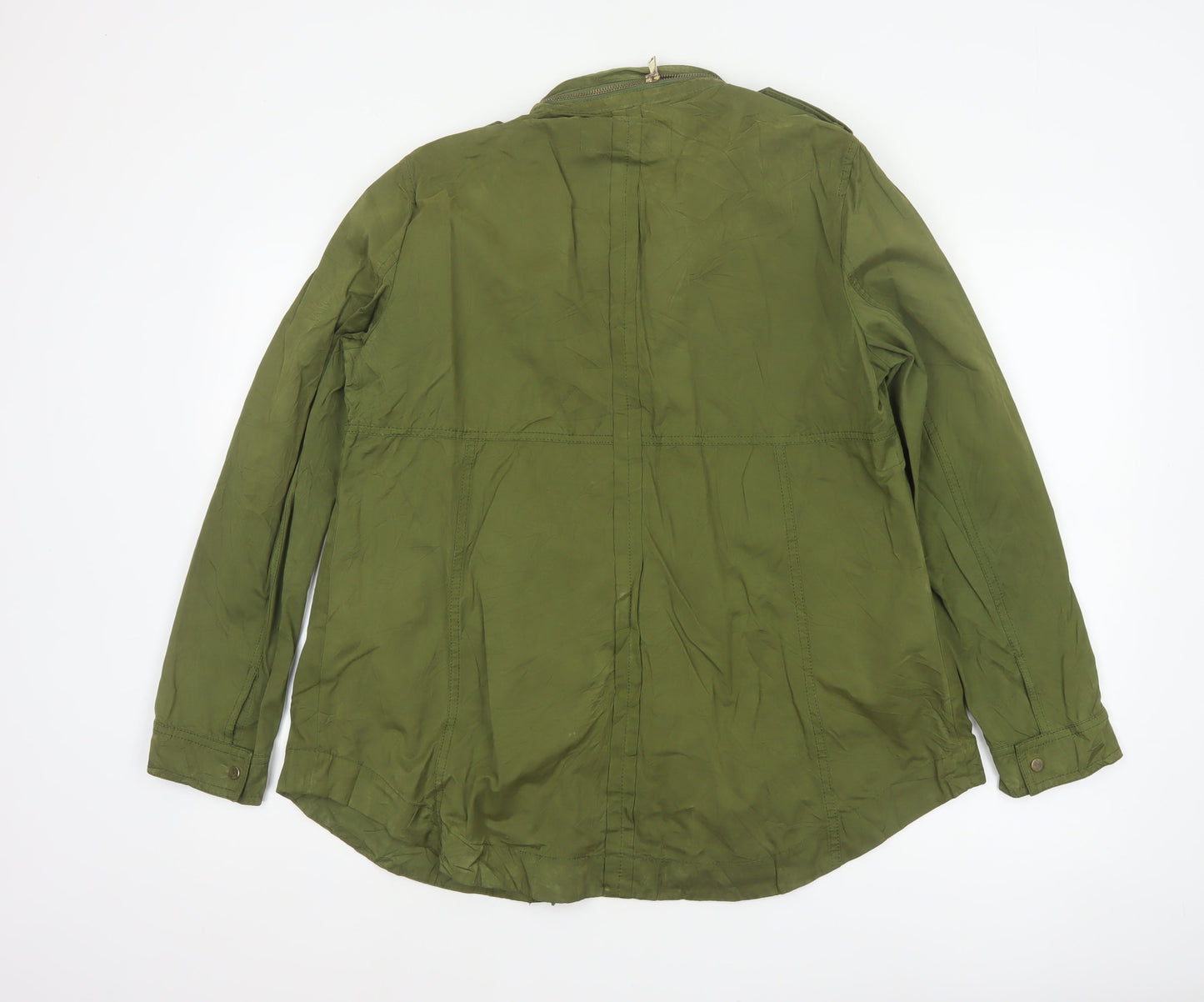 Zara Basic Women’s Green L Military Utility Jacket Zip Pockets
