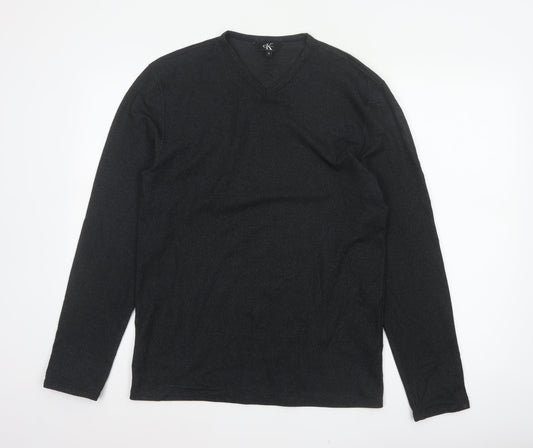 Calvin Klein Men’s Black M Long Sleeve V-Neck Jersey Casual Top