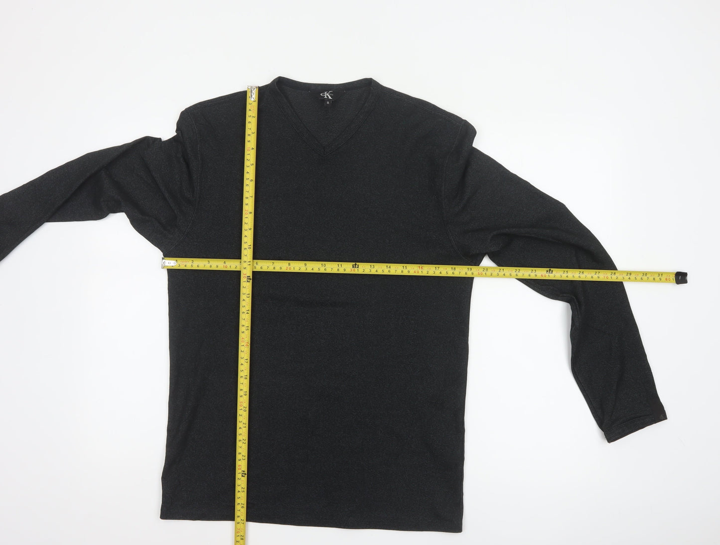 Calvin Klein Men’s Black M Long Sleeve V-Neck Jersey Casual Top