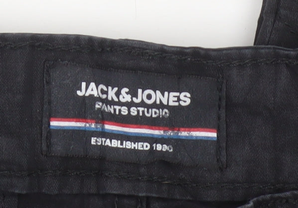 Jack & Jones Men’s Black 32/34 Cargo Trousers Regular Cotton Stretch