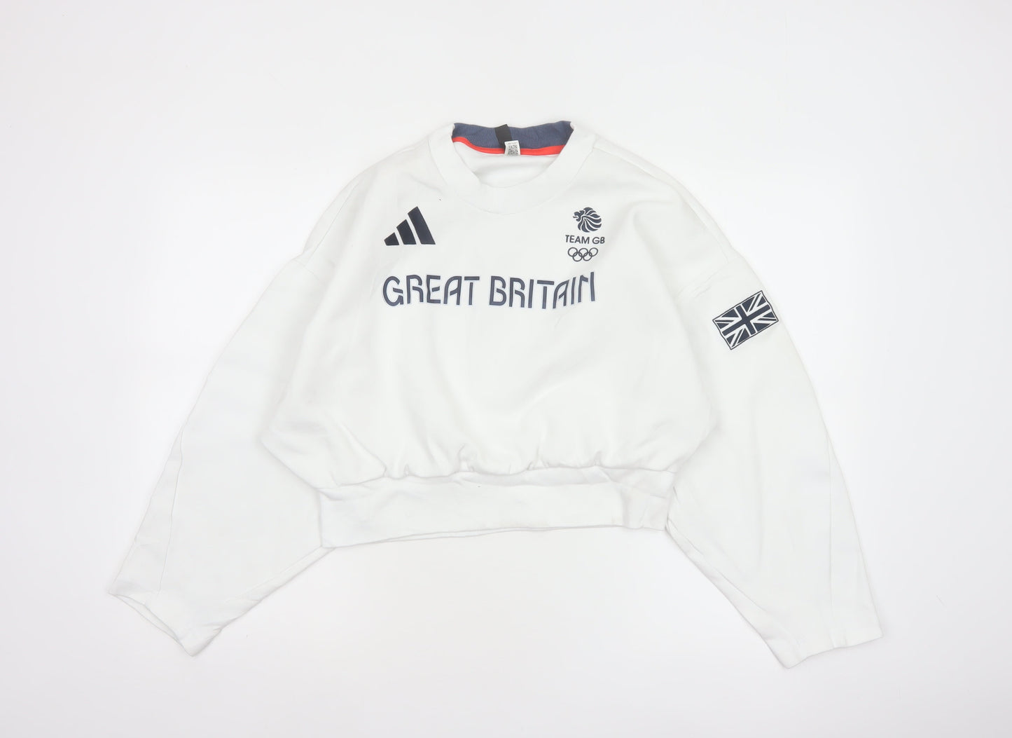 Adidas Women’s White S Team GB Olympic Graphic Pullover Sweatshirt