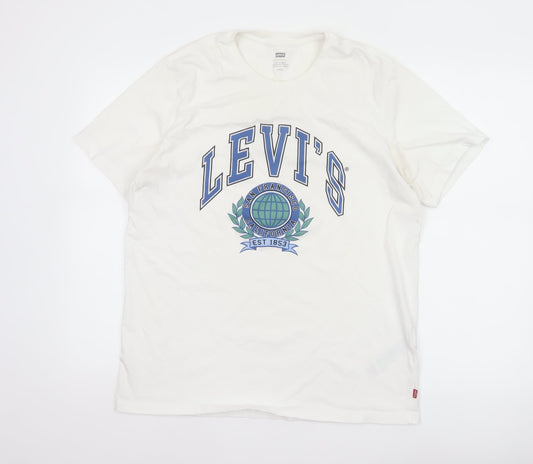 Levi's Men's White L California College Graphic Print Crew Neck T-Shirt