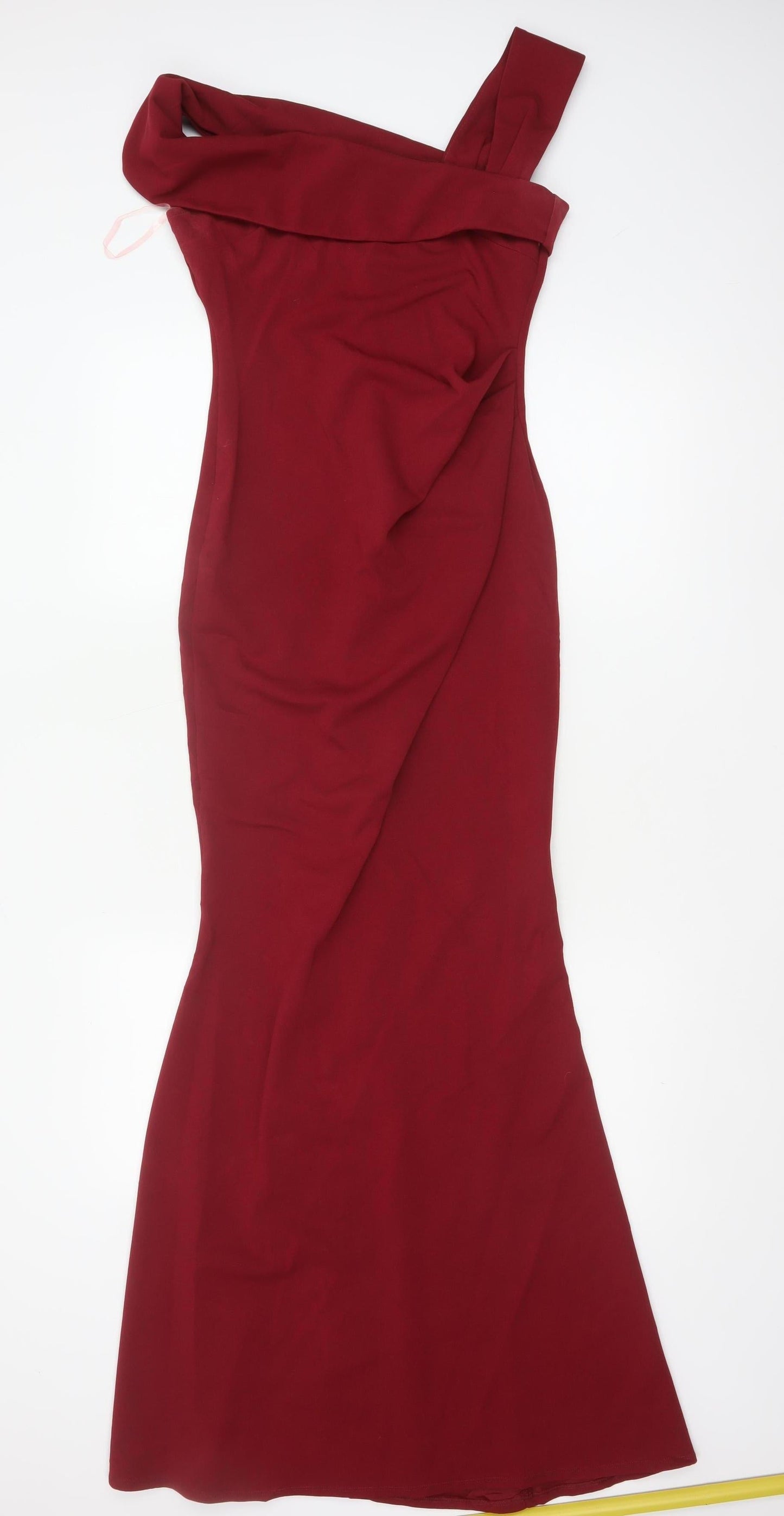 Goddiva London Women Red UK 8 One Shoulder Long Mermaid Evening Dress