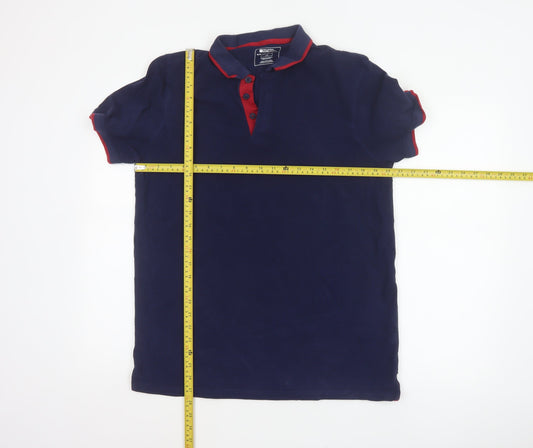 Mountain Warehouse Men’s Blue L Organic Cotton Contrast Trim Polo