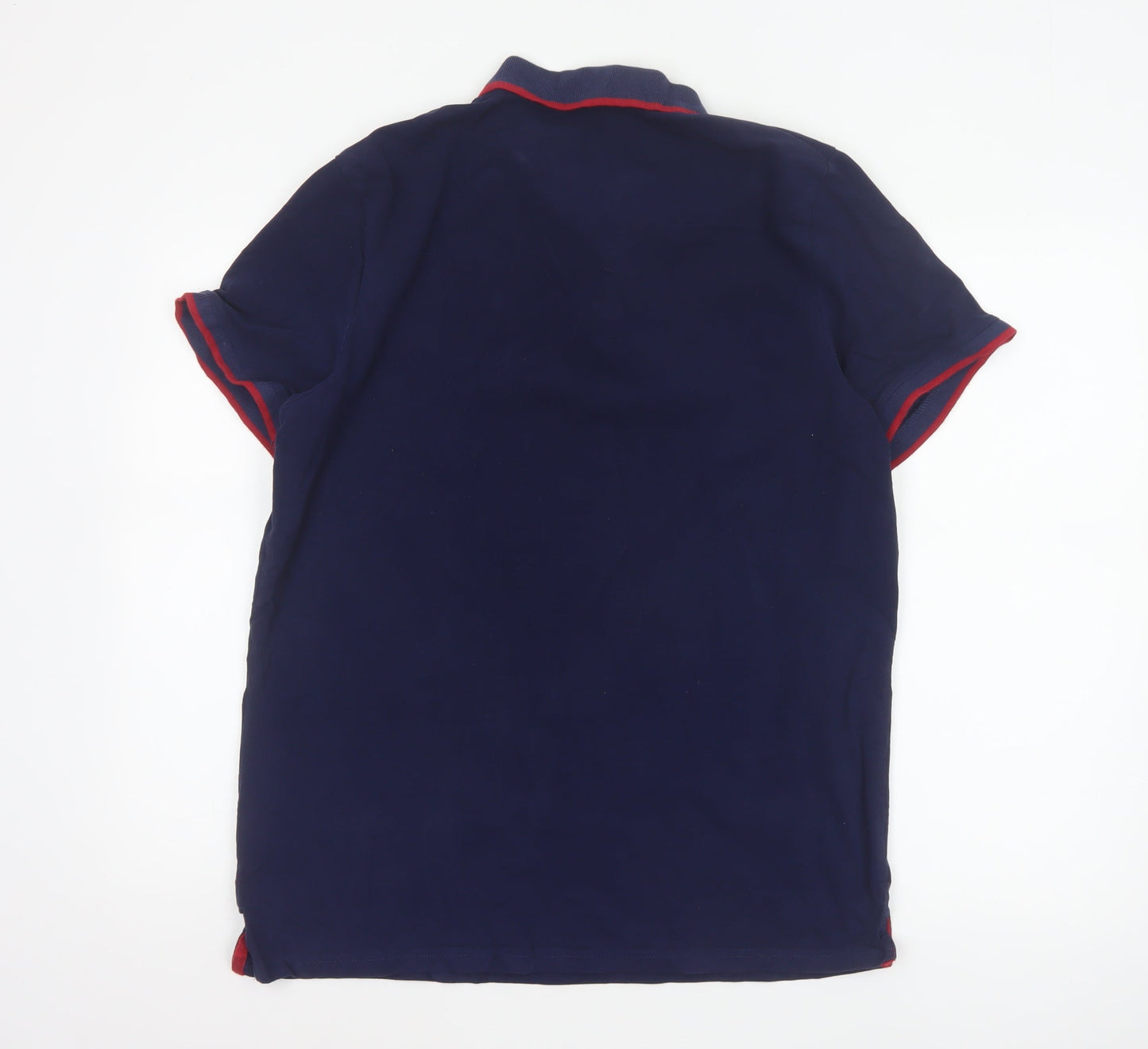 Mountain Warehouse Men’s Blue L Organic Cotton Contrast Trim Polo