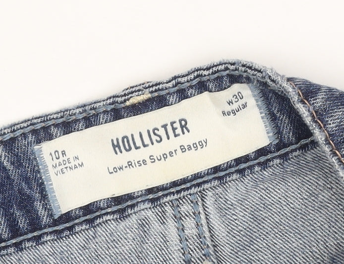 Hollister Women Blue UK 10 Low Rise Super Baggy Wide-Leg Jeans W30
