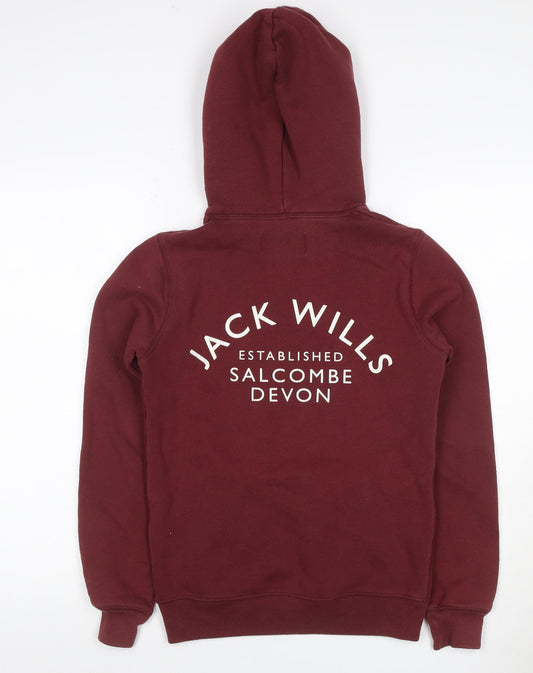 Jack Wills Women's Red UK 4 Pullover Hoodie Logo Pocket