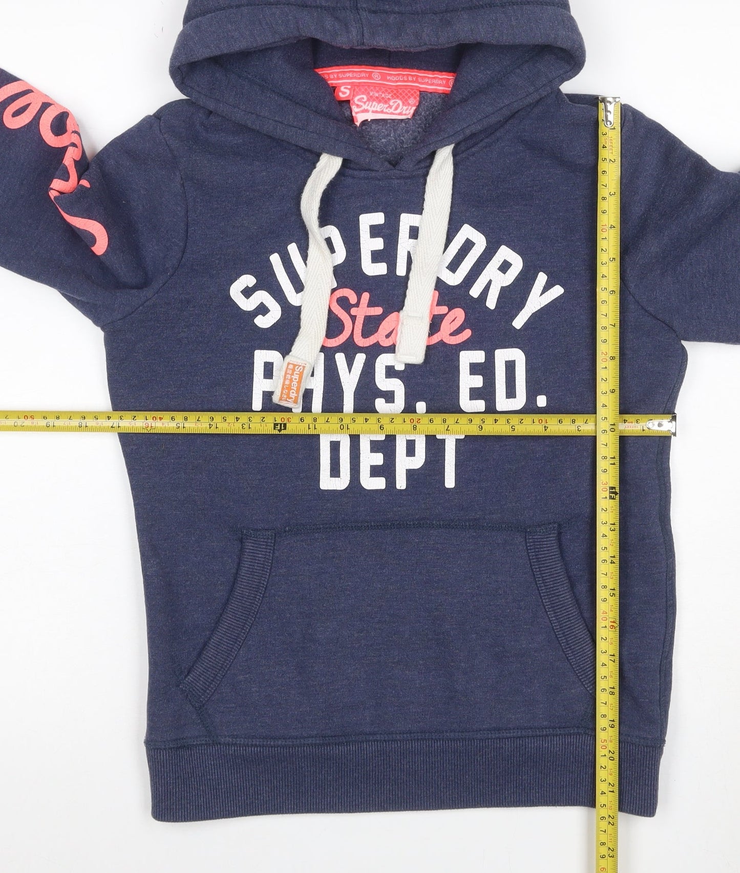 Superdry Women’s Blue S Pullover Hoodie Graphic Logo Pocket