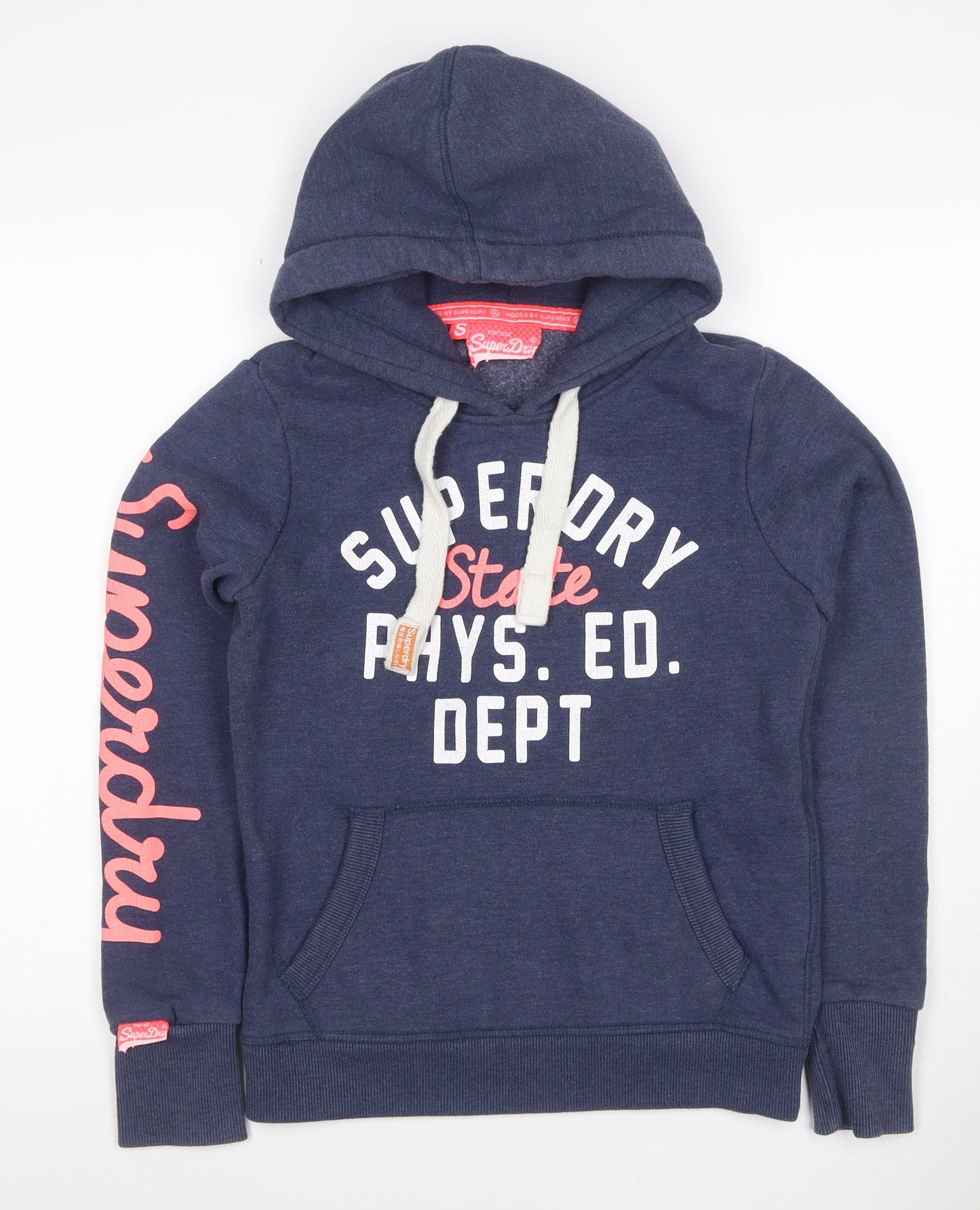 Superdry Women’s Blue S Pullover Hoodie Graphic Logo Pocket