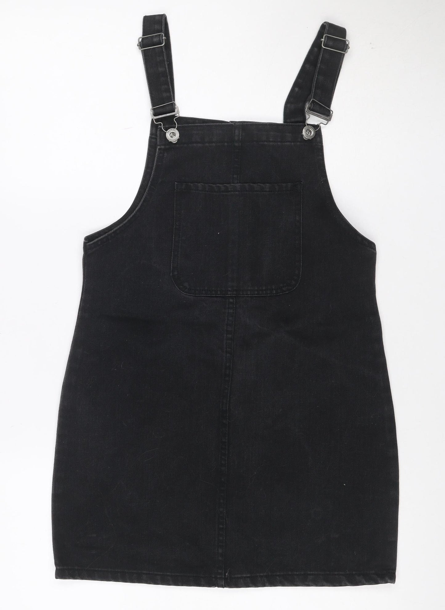 Denim Co Women Black UK 8 Pinafore Dungaree Dress Adjustable Straps