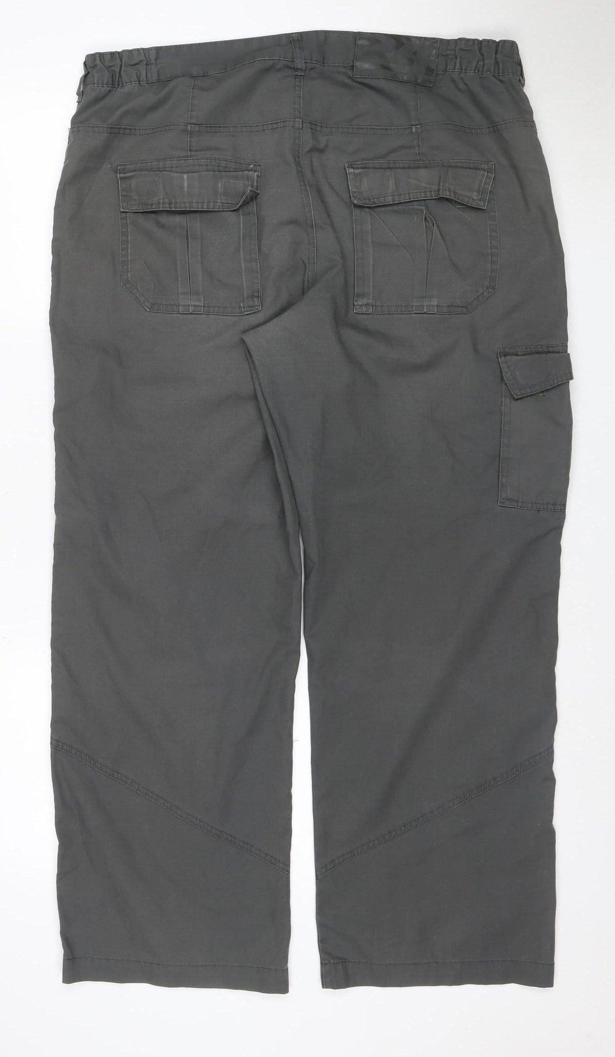 Close-up detail of TOG24 Men’s Grey Cargo Trousers L 36in Regular Straight Leg Pockets