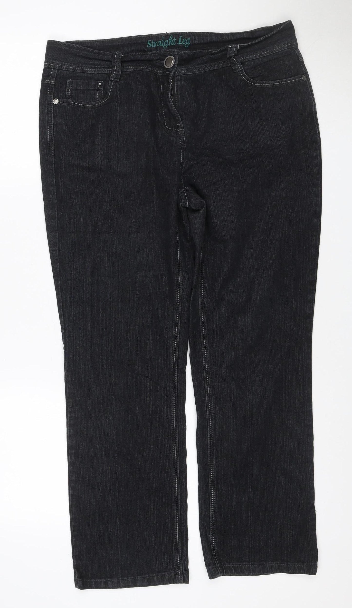 BHS Women’s Black Petite UK 14 Straight Leg Stretch Jeans
