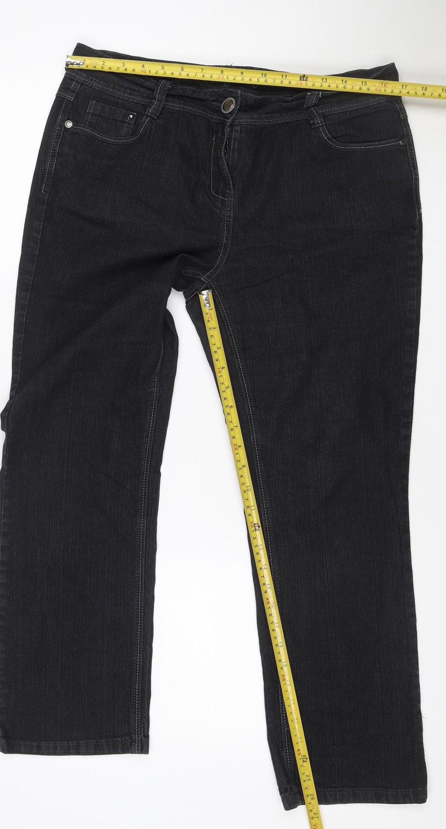 BHS Women’s Black Petite UK 14 Straight Leg Stretch Jeans