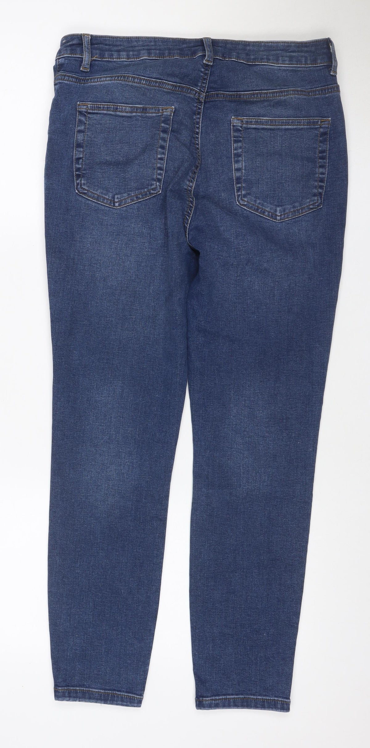 Primark Women’s Blue Straight Stretch Jeans UK 14 Mid Rise