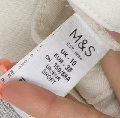 Marks and Spencer Women Ivory UK 10 Straight Stretch Jeans Short