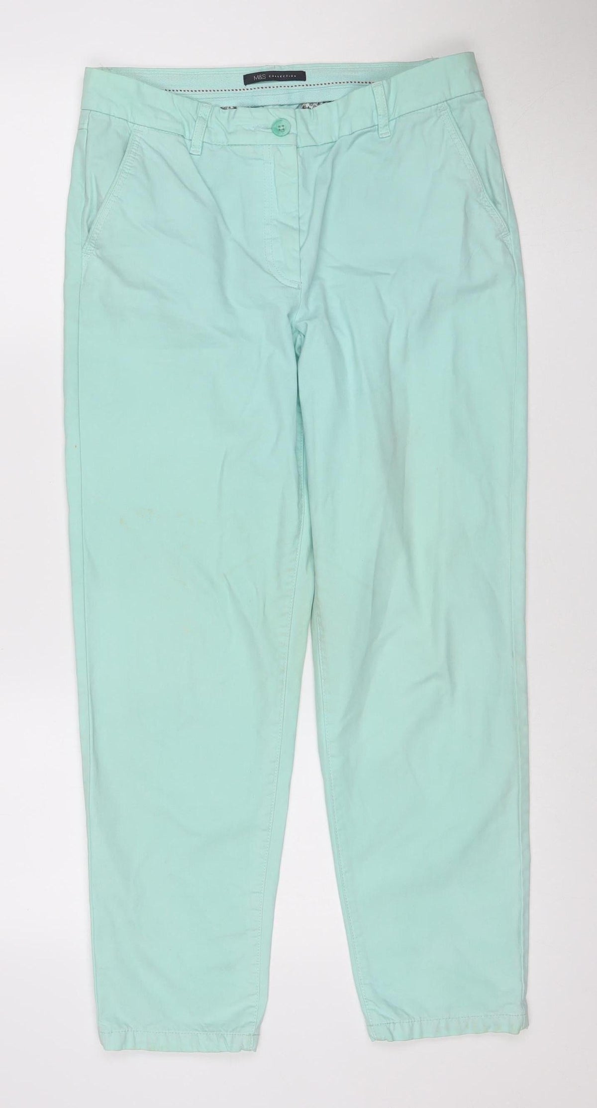 Marks & Spencer Women Green Size 10 Short Straight Cotton Jeans