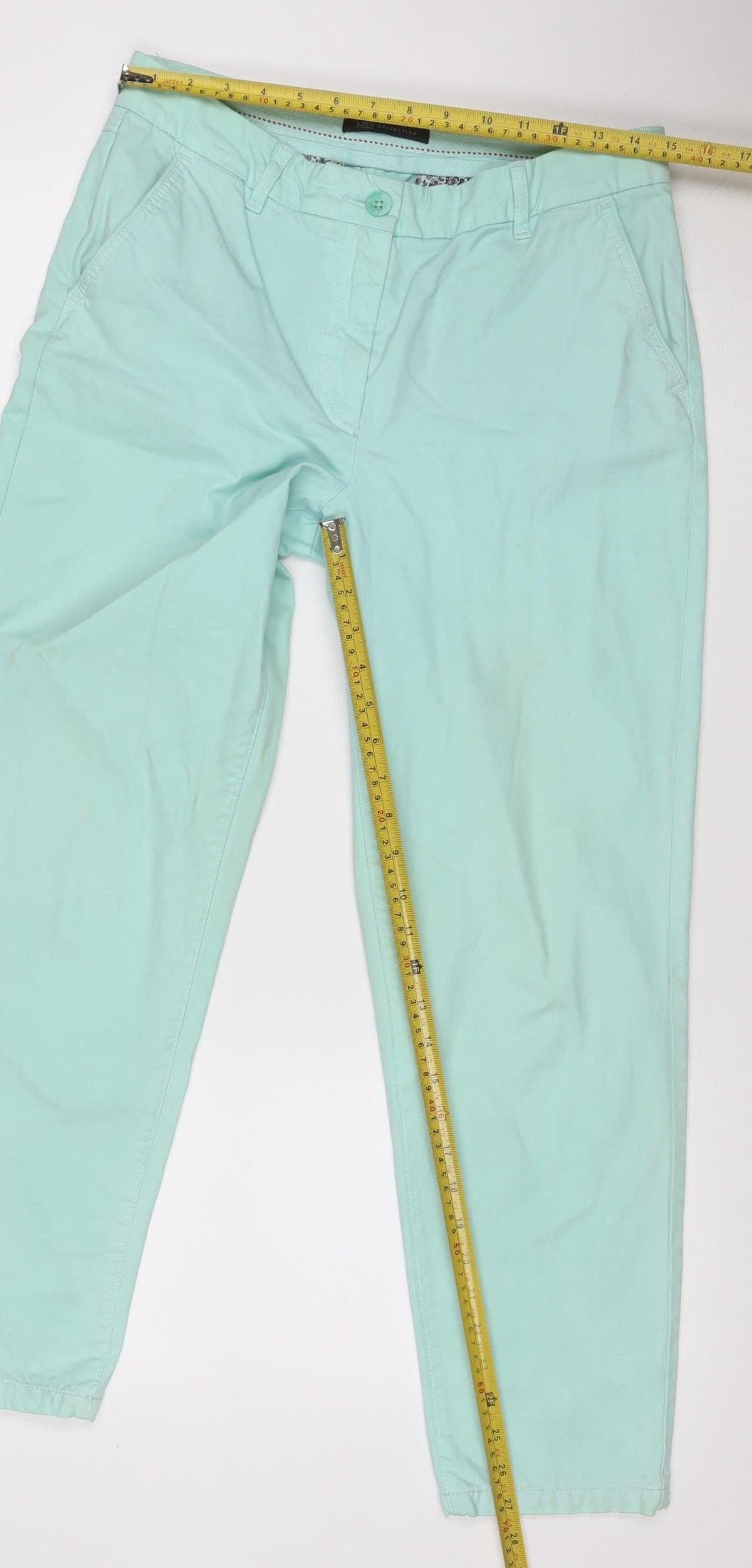 Marks & Spencer Women Green Size 10 Short Straight Cotton Jeans