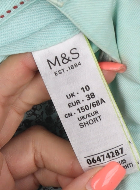 Marks & Spencer Women Green Size 10 Short Straight Cotton Jeans