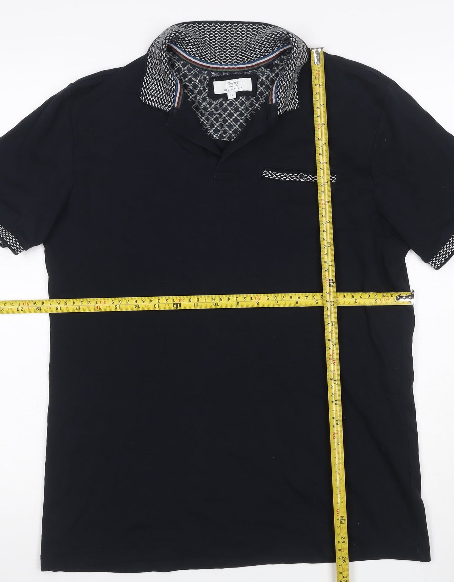 Next Men’s Black M Regular Fit Short Sleeve Collared Polo T-Shirt Cotton