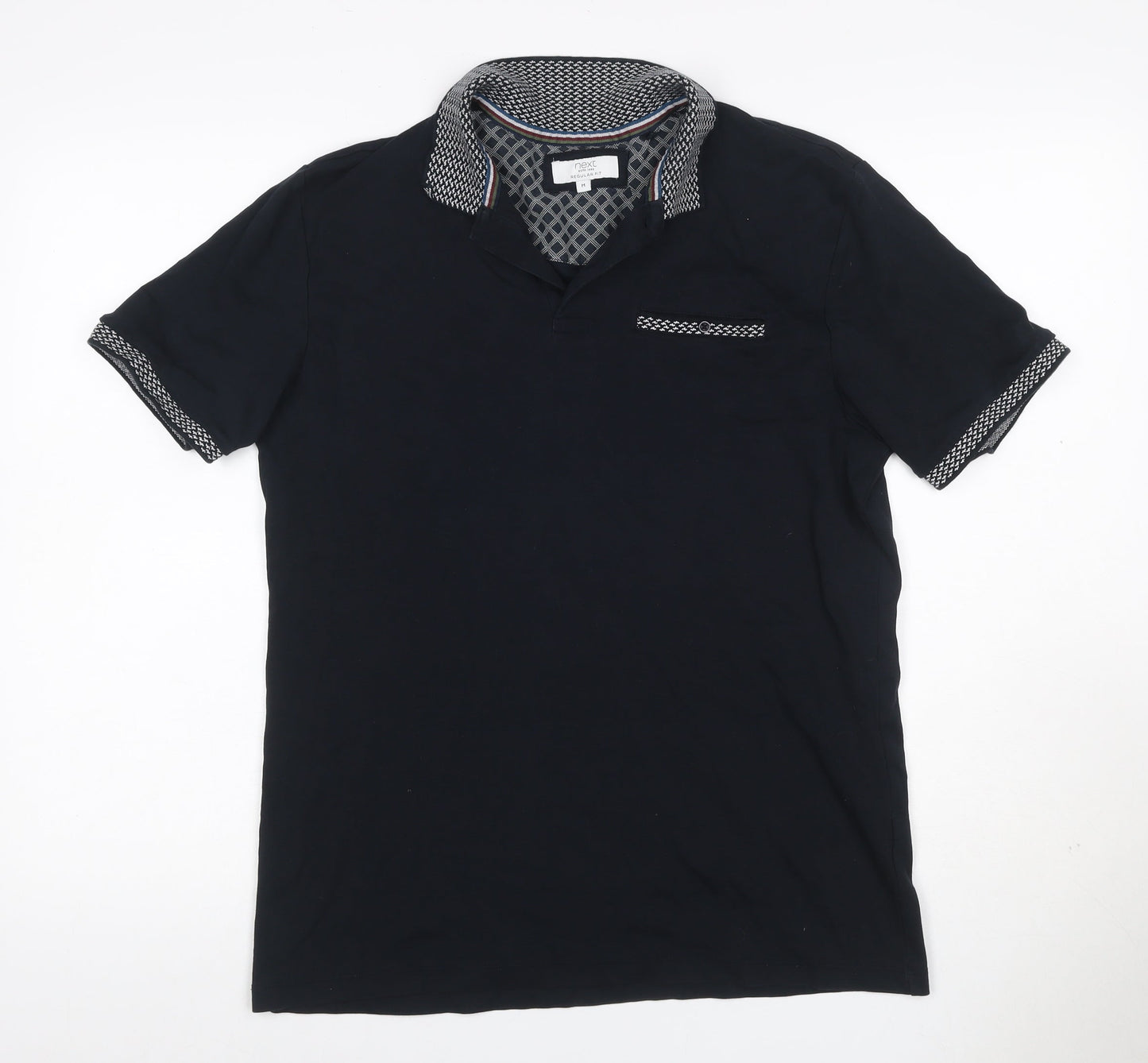 Next Men’s Black M Regular Fit Short Sleeve Collared Polo T-Shirt Cotton