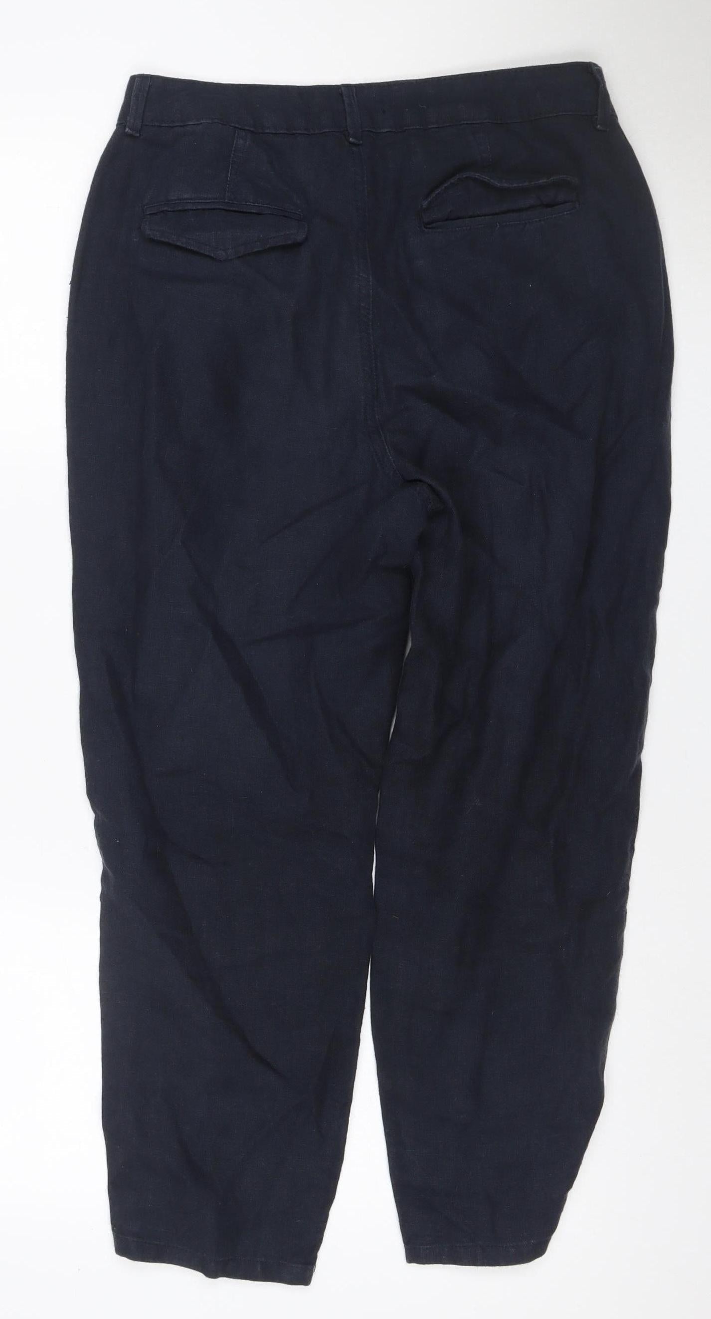 Marks and Spencer Women Blue Size 10 Straight Lyocell Trousers Short