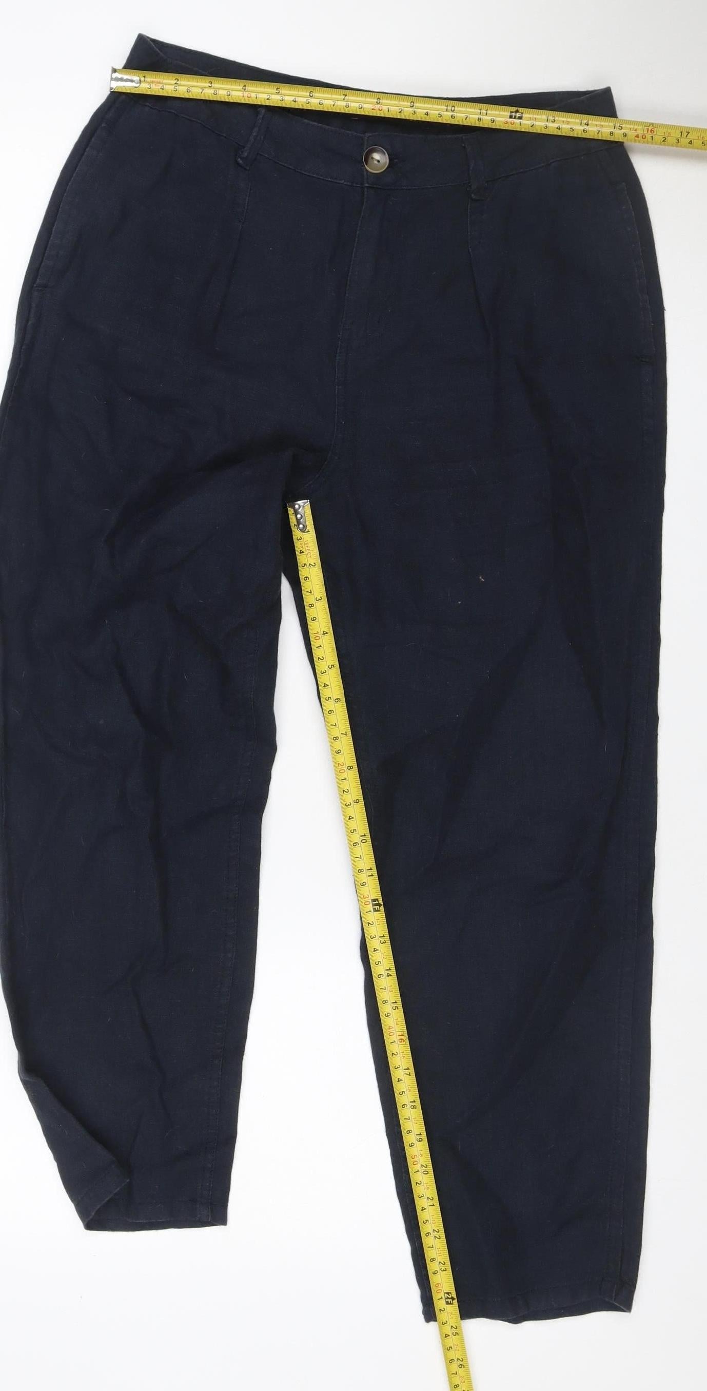 Marks and Spencer Women Blue Size 10 Straight Lyocell Trousers Short