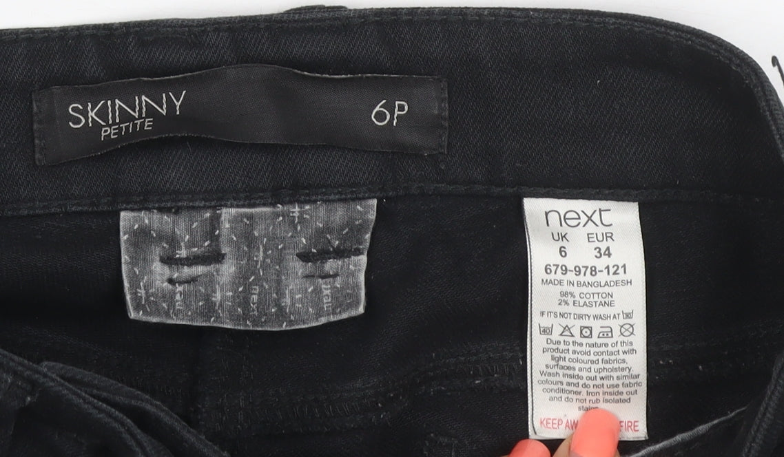 Next Women’s Black Skinny Petite Jeans UK 6 Stretch Denim