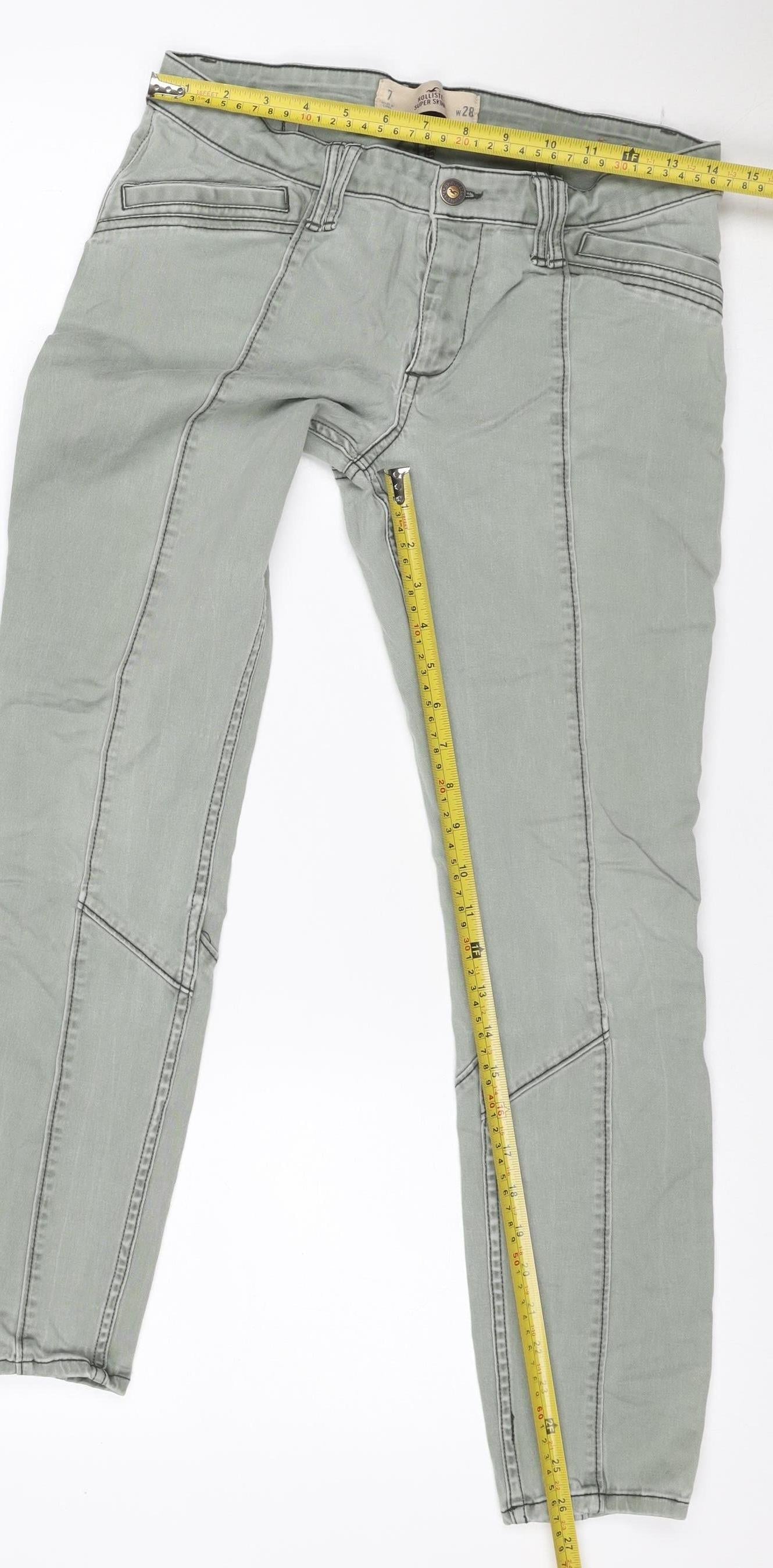 Hollister Women Green W28 UK 10 Super Skinny Stretch Jeans