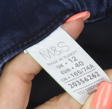 Marks & Spencer Women Blue UK 12 Skinny Stretch Jeggings Dark Wash Denim