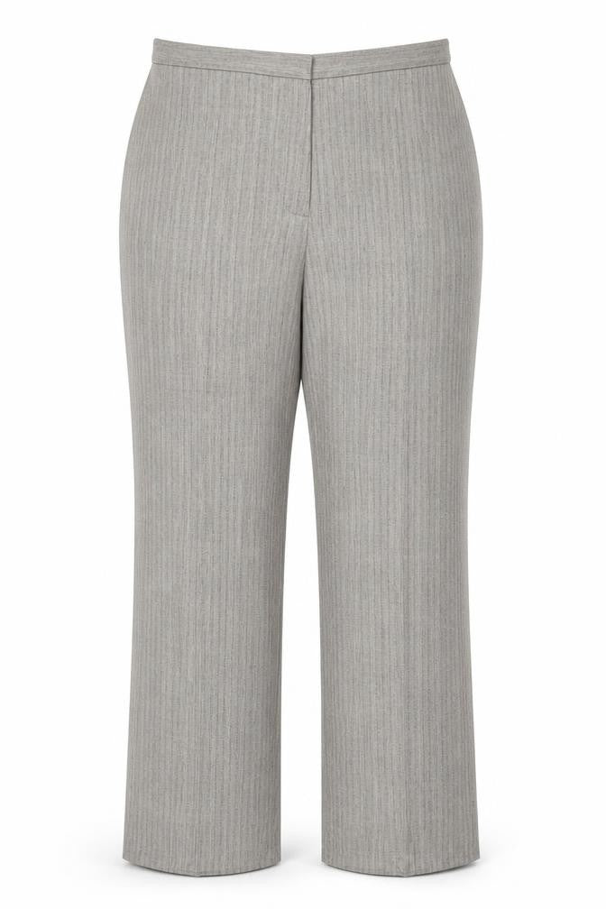 Marks & Spencer Women Grey Striped Elastic Waist Trousers UK 18